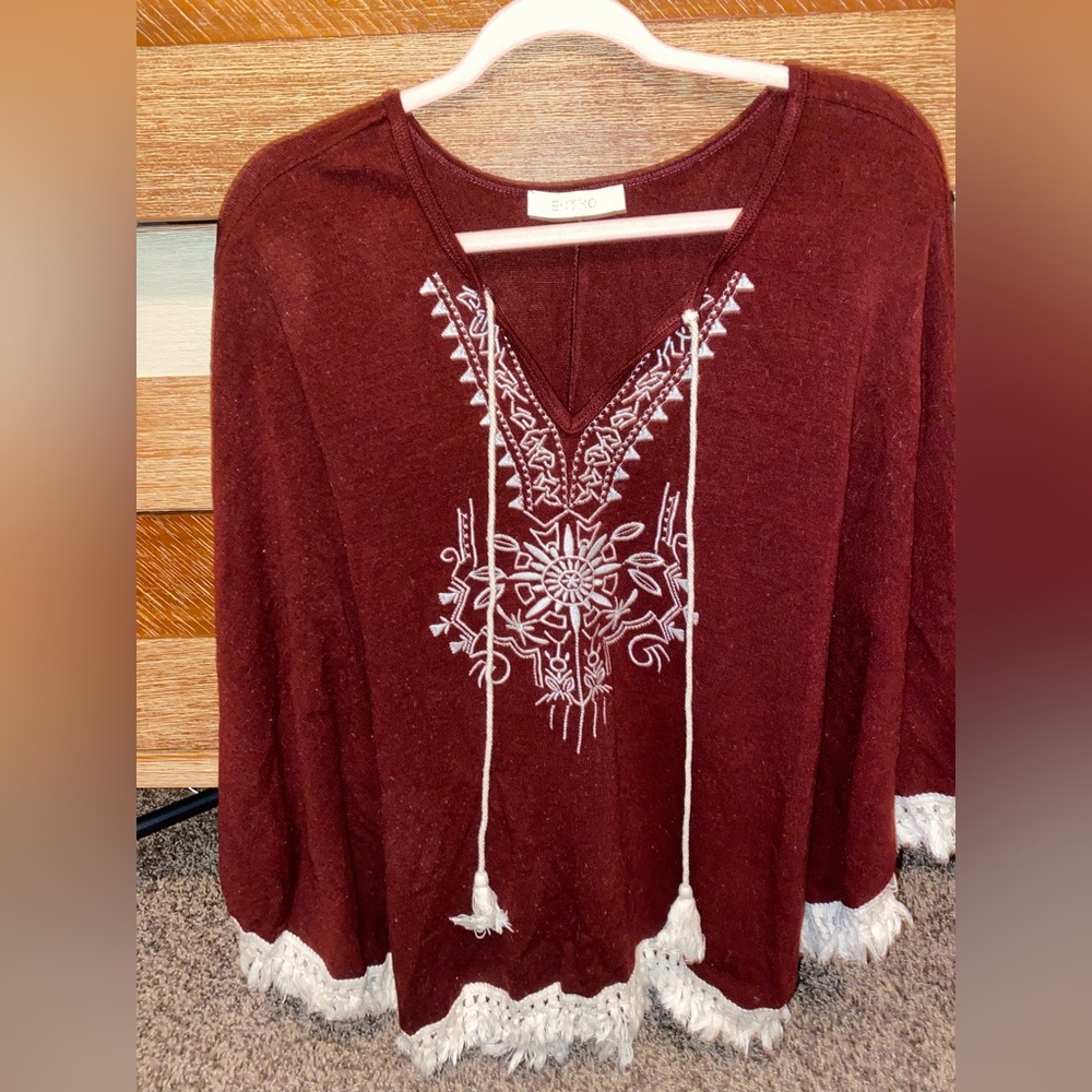 Entro Poncho Style Maroon Sweater
